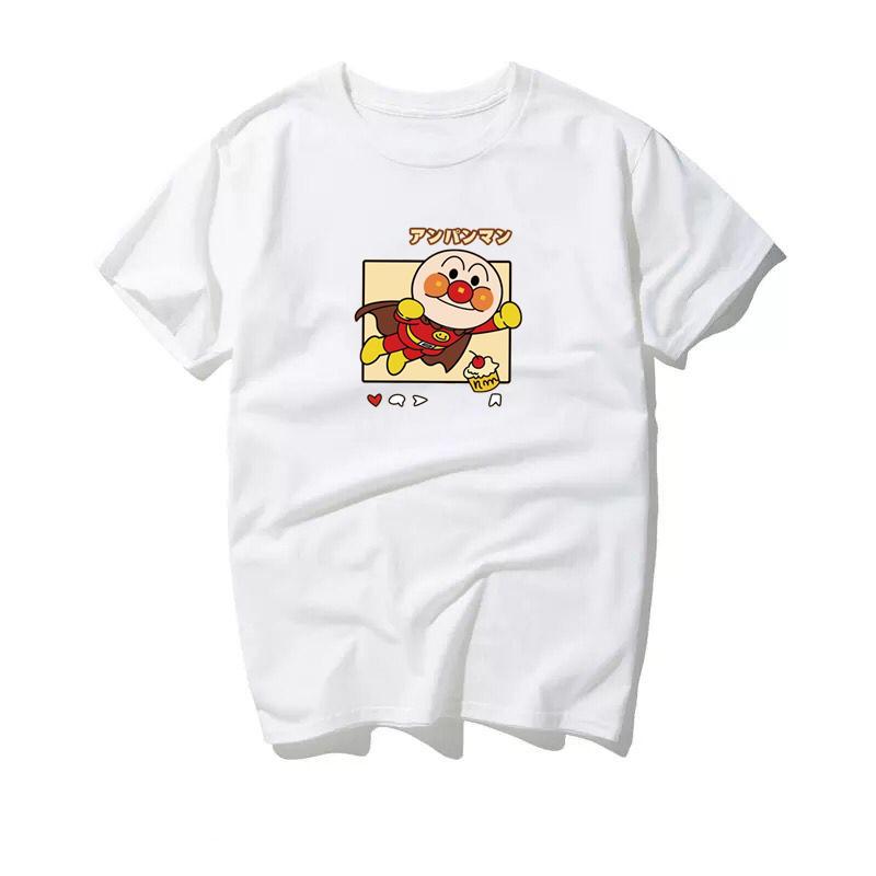 Mens Clothing Summer Anpanman Cartoon Fun Printed Graphic T Shirts Y2k Cotton Loose Casual Womens Short Sleeved Tee Tops Anime