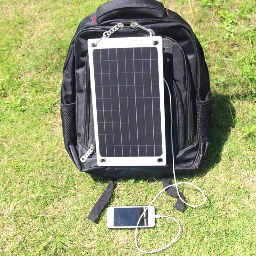 20W Solar Panel Charger Monocrystalline Silicon USB Dual DC Output for Charging 12V Battery