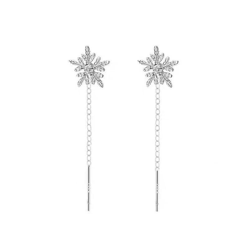 2025 New Snowflake Tassel Dangle Earrings: Light Luxury Christmas Ear Jewelry for Women