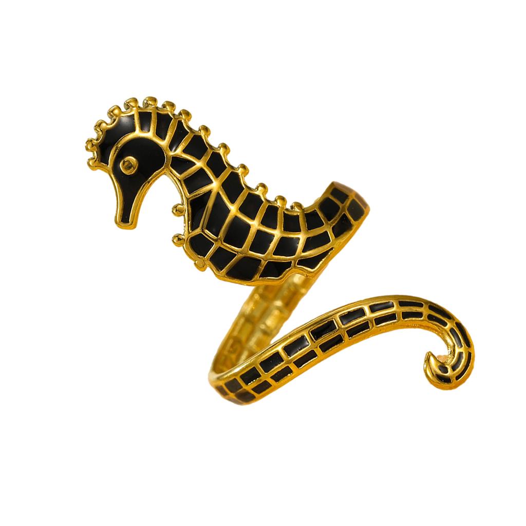 Unique Oil Drop Design Seahorse Ring Adornment For Fashion Enthusiasts And Art Lovers Seeking Individual Style