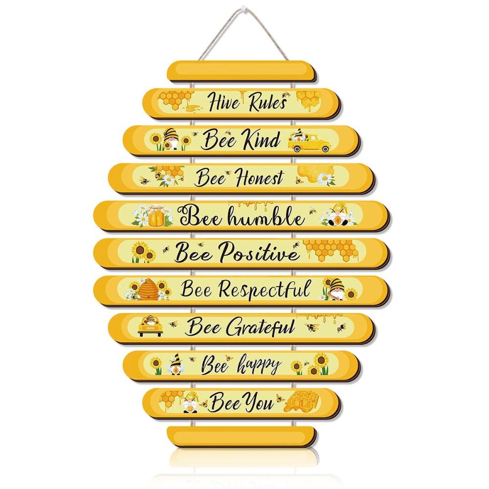 

Wall Art Wooden Bee Pendant Daisy Sunflower Bee Nest Hanging Ornament Kids Room Decor жёлтый