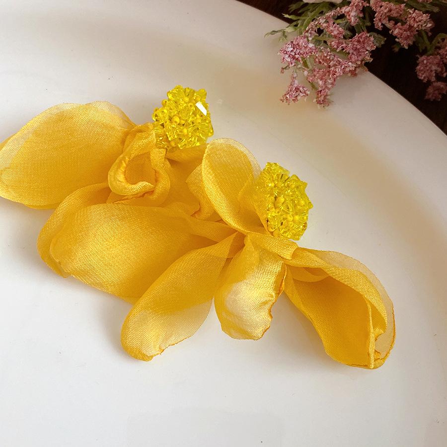 

Silver needle fabric chiffon flower fringed stud earrings women s new popular earrings niche design earrings