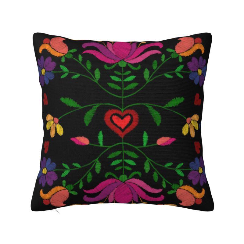 Custom Fashion Mexican Otomi Birds Texture Pillow Case 40x40cm Sofa Folk Floral Art Luxury Cushion Cover Car Pillowcase
