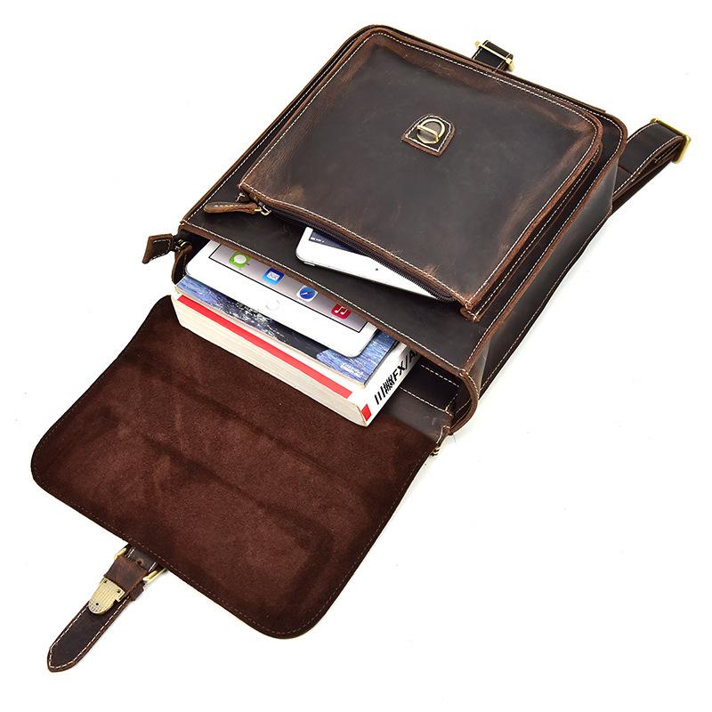 Genuine Crazy Horse Leather Backpack for Men & Women - A4 Books Top Layer European Style Bag