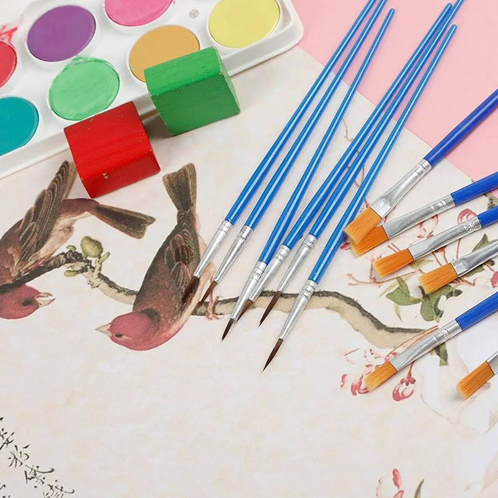 50 stk malerpensler sett kunst rundt flatt hår Nylon hårmaling pensel for olje Akryl Akvarell Barn/Kunstnere/Begynnere/Studenter