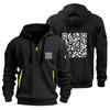 Mens Hooded Sweatshirt With QR Code Print Slim Fit Cotton Blend Pullover Casual Winter Wear