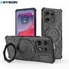 KEYSION Shockproof Magnetic Case for Motorola Edge 50 Pro 5G Upright Live Metal Ring Stand Phone Back Cover for MOTO Edge 50 5G