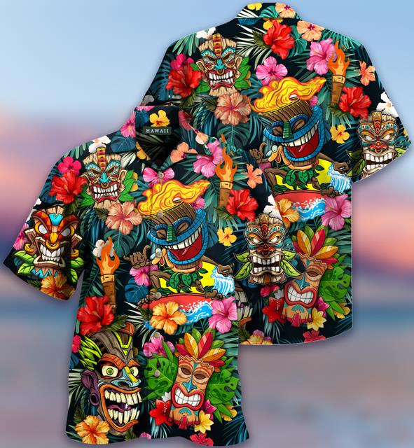 Camisas Hawaianas Transpirables Sueltas con Estampado 3D Modernas Geniales de Moda Tops para Fiesta en la Playa Mangas Cortas Verano para Hombre