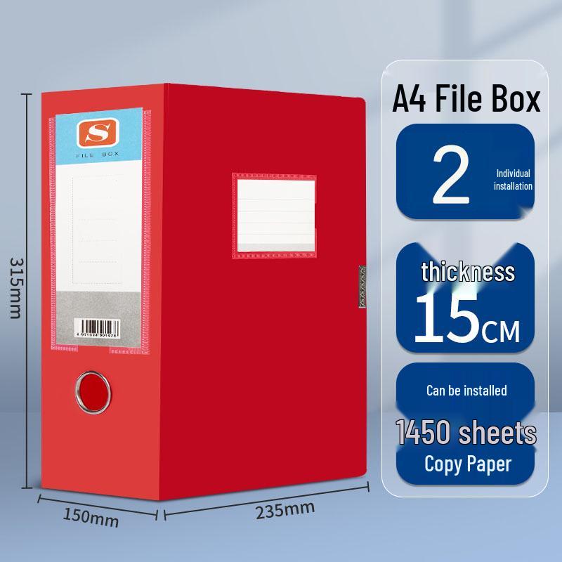 Large A4 Plastic Document Archive Box: 10x15cm, 75mm Thick, High Capacity Storage