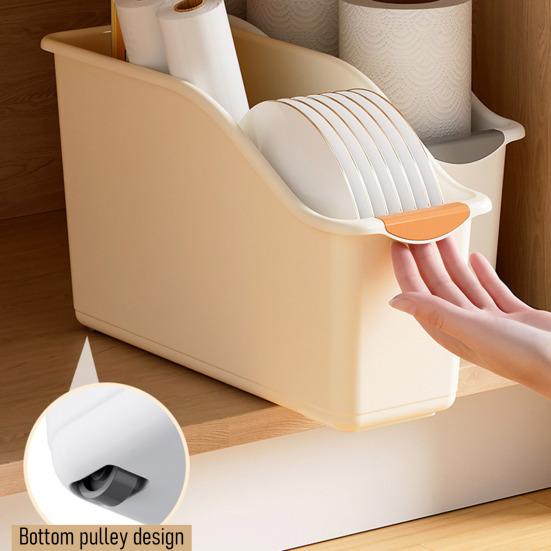 Kitchen Counter Organizer Condiment Bottles Storage Box Spice Jars Holder Storage Bin with Handle for Canned Food Snacks Pantry Cabinet Shelves