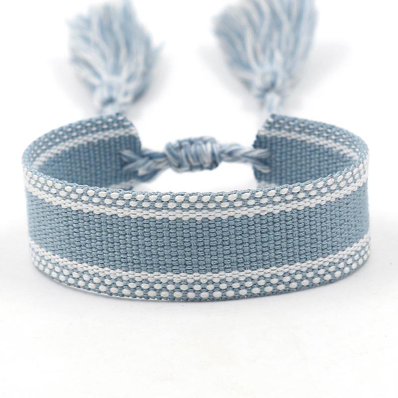 Ethnic Style Woven Bracelet with Embroidered Tassels - D Family DIY Promotion Wristband