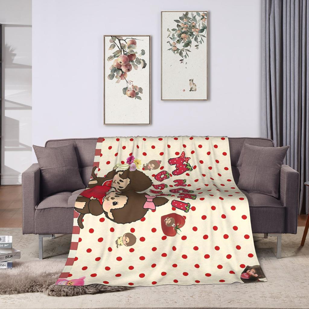 Super warme Decken Kinder Erwachsene Picknick Niedliche Monchichis Überwurf Decke Flanell Tagesdecke Für Couch Stuhl Sofa Bettbezug