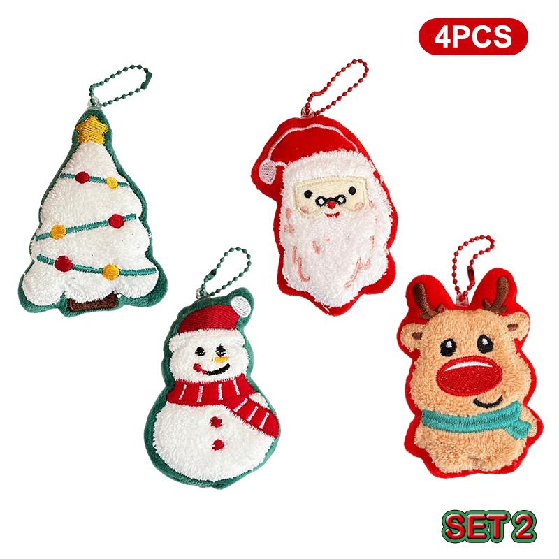 Kawaii Christmas Plush Keychain Christmas Tree Deer Hanging Ornaments Christmas Gift Schoolbag Keychain Bag Pendant Kids Gift