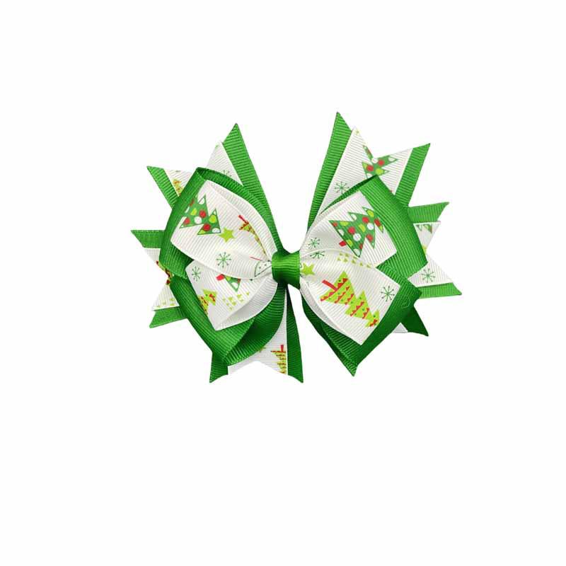 Dziecięca spinka do włosów z prążkowaną wstążką w kształcie kokardy jaskółki - Akcesorium na świąteczne przyjęcie