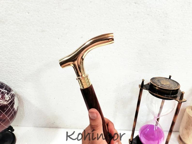 Walking Cane, Solid Brass Designer Handle, Walking Stick, Exquisite Foldable Cane, Anniversary Gift, Christmas Gift