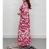 Autumn Women's Plus Size Casual Medium Long Sleeve Long Temperament V-Neck Waisted Loose Dress