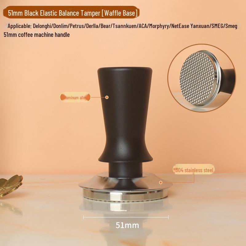Balanserat elastiskt handtag Kaffe-tamper i rostfritt stål (51/53/58mm)