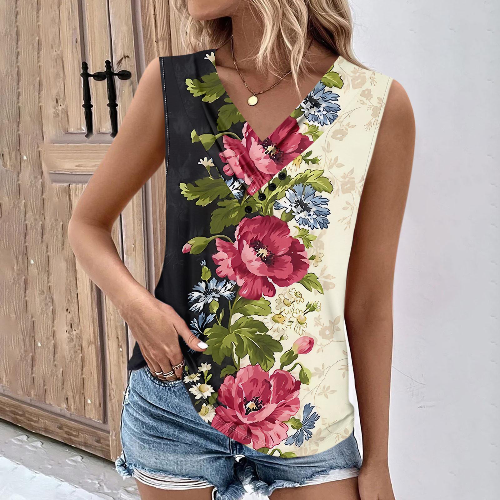 

Летние женские топы на бретелях с v-образным вырезом, повседневные рубашки без рукавов с принтом, повседневные свободные плиссированные футболки, футболки, женская блузка XL винный