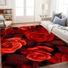 Elegant Red Rose Floral Print Floor Mat, Soft Comfortable Washable Area Rug for Living Room Bedroom Garden, Artistic Home Decor
