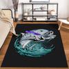 Fishing Theme Carpet with Jumping Fish, Waves, and Lure Design Suitable for use as an anti-slip for living room bedroom sofas