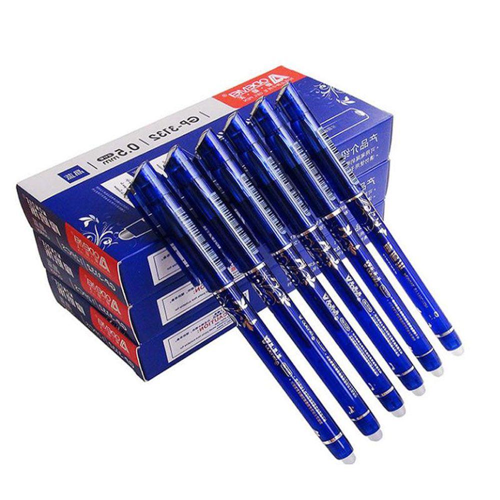 4 Bolígrafos De Gel Borrables Retráctiles 0.5mm Azul | Tinta Termosensible | Incluye Goma Integrada | Para Escuela Y Oficina