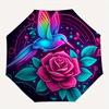 1pc Neon Hummingbird and Rose Automatic Opening and Closing Umbrella - Small Umbrella Suitable for Various Occasions R079