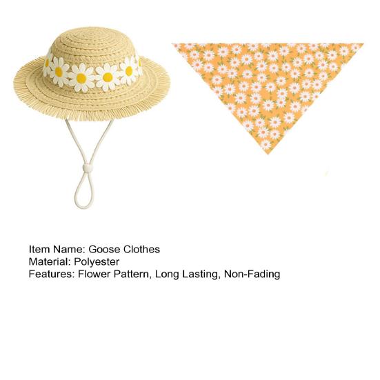 Pastoral Style Goose Bonnet Hat Triangle Scarf Flower Pattern Bright Color Porch Goose Costume Farmhouse Photo Prop
