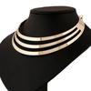 Collier ras du cou en chaîne avec pendentif en demi-cercle exagéré à 3 couches pour femmes
