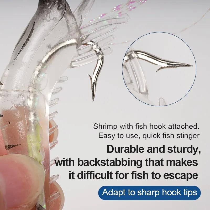 5pcs/lot Luminous Shrimp Soft Lure Fishing Artificial Bait 9cm/6g with Glow Hook Swivels Lifelike Shrimps Carp Fake Worm Tackle