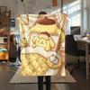 1PC Pompompurin Print Flannel Blanket, High quality All Seasons, Home Decor, Warmth and Comfort, Perfect for Christmas Gifts
