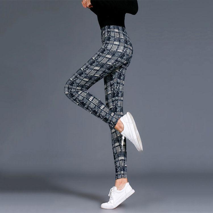 Karierte Leggings für Damen, sexy Hosen, Push-Up-Leggings, modische Fitness-Leggins, Übergröße, Hose mit hoher Taille