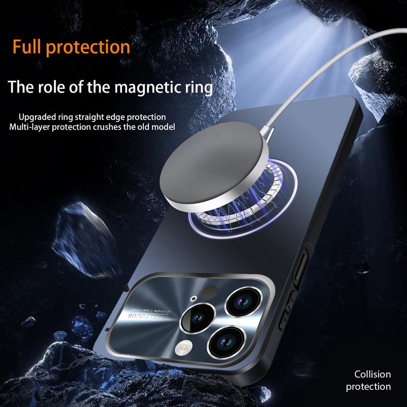 Luxury Colorful Magnetic Large Window Cell Phone Case For iPhone 13 14 15 16 17 Pro Max Air Lens Protect Wireless Charging Cover