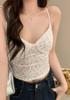 #Summer new sexy wind lace sling vest women's floral printing slim fit fixing belt chest pad