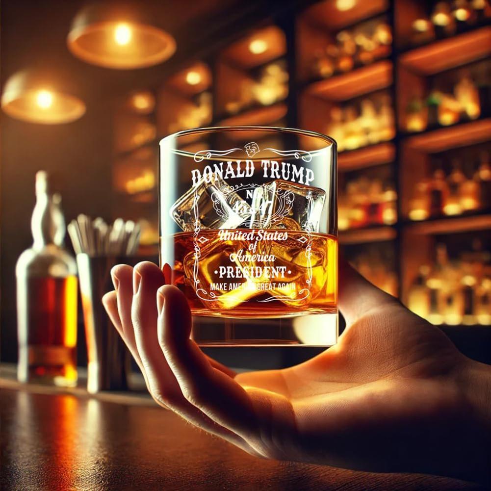 Donald-Trump Presidency Whiskey Glass President-Trump Lasers Engraved Whiskey Glass Present For Trump-Supporters