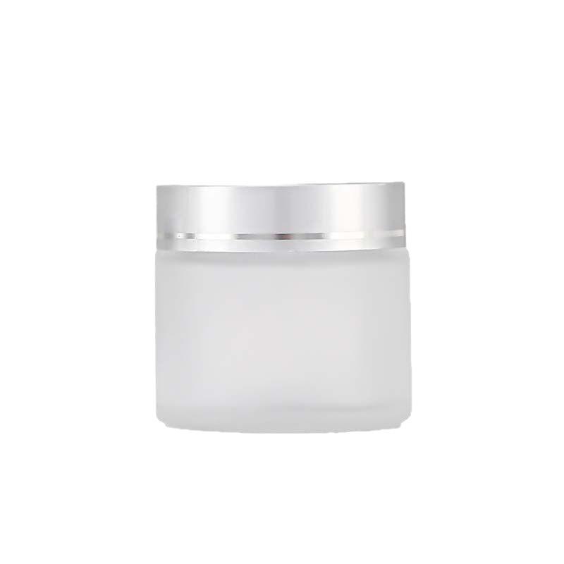 Frosted Glass Jars: 50g Face Cream, 30g Eye Cream, Mask Jar - Refillable Cosmetic Containers.