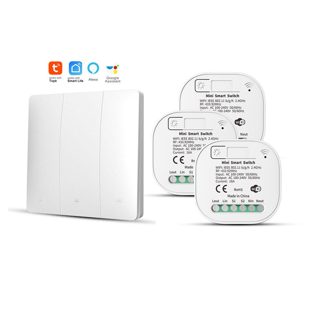 Smart Wireless RF433Mhz Self-Powered Push Button Wall Switch Waterproof Remote Controller Light Switch WiFi Networked