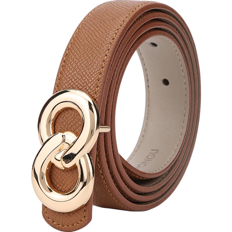 Honggu Women s Genuine Leather Pin Buckle Belt 100cm