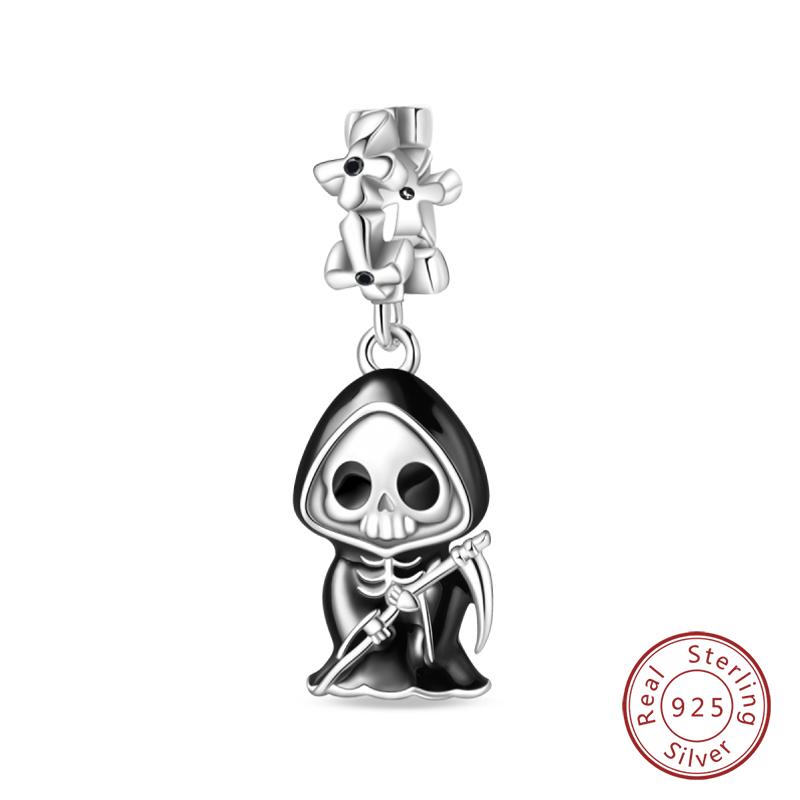 Copper Halloween Luminous Skull Little Elf Spider Bat Charms Beads Fit Qikaola Original Bracelets Diy Jewelry