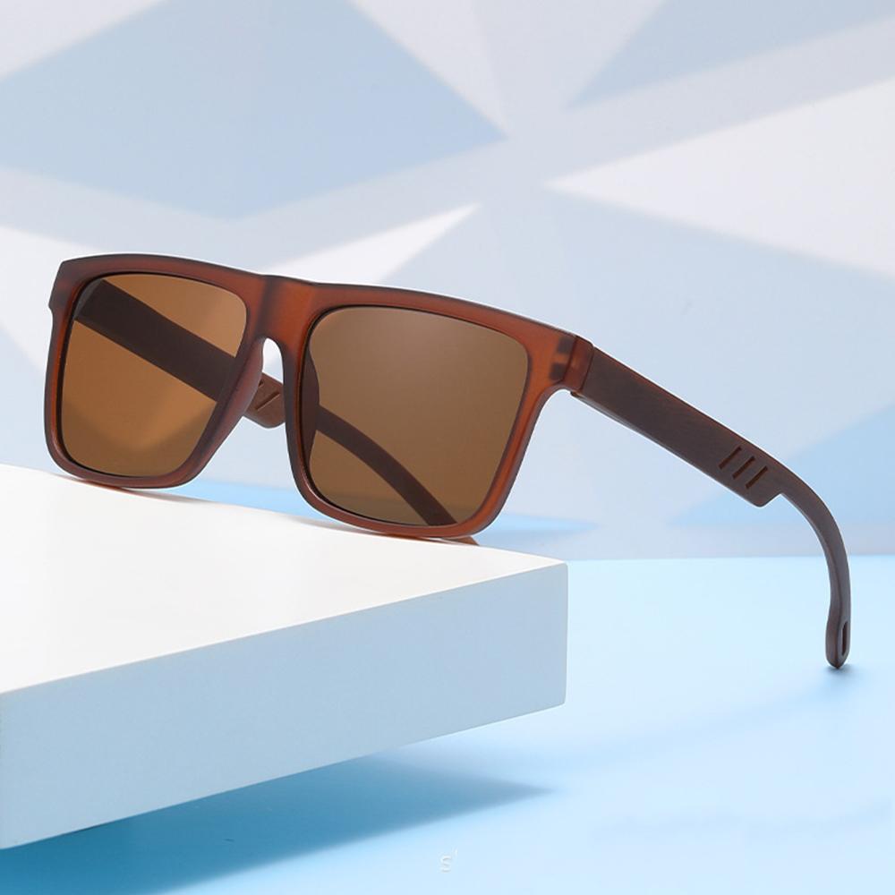 Fashion Wooden Grain Sunglasses Casual UV400 Protection Square Frame Sun Glasses Retro Driving Shades Spring Hinges Eyewear