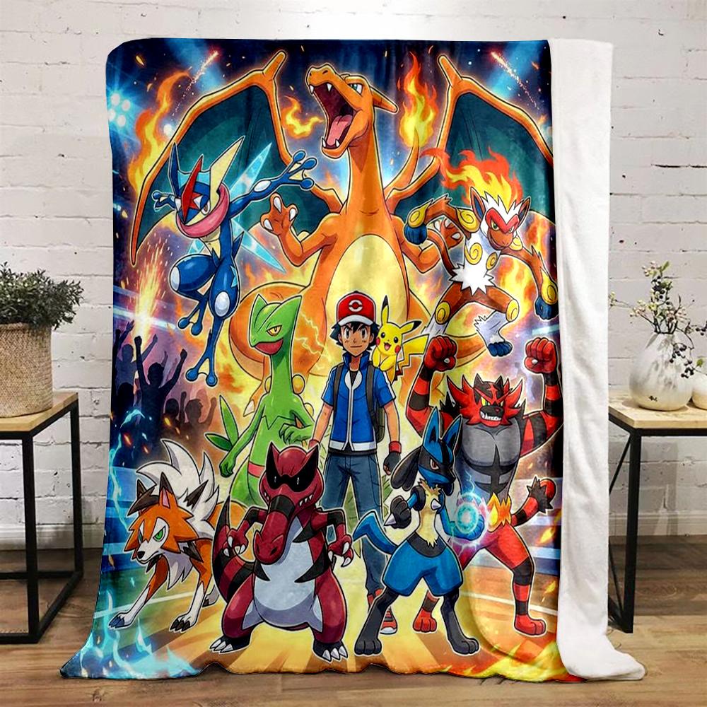 Pokemon Heroes and Creatures Design Blanket Flannel Blanket for Bedroom, Living Room, Sofa, and Nap Sofas
