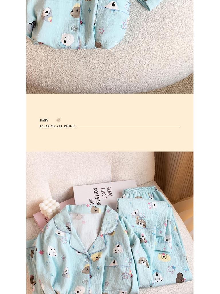Dopamine Dog Cloud Cotton Pajamas: Women's Autumn Long Sleeve Cartoon Set