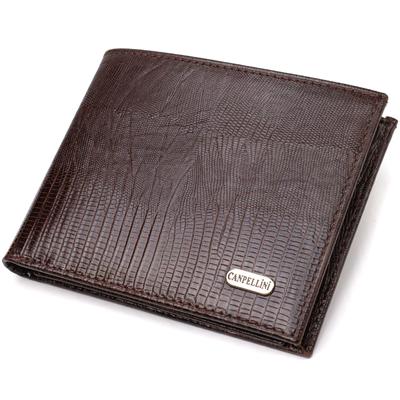 Bequeme Herrenbrieftasche aus echtem Strukturleder CANPELLINI 21869 Braun