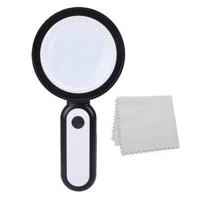 10X Magnifying Glass Adjustable Brightness Handheld LED Lighted Magnifier for Reading Electronic Repair Black