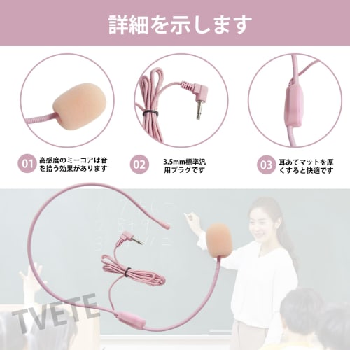 TVETE Wired Headset Microphone with 3.5mm Plug for Loudspeakers, Clip-on Microphone, Approximately 1.05 Meters Long, Clear Voice, Comfortable Compact