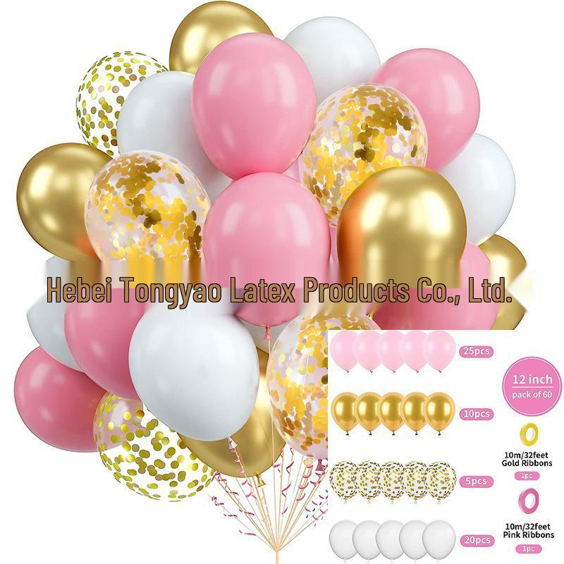 60-Piece 12" Vintage Color Glitter Balloon Set for Birthday Parties