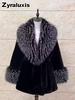 Women's Leopard Print Faux Fur Coat with Wide Collar and Slim Fit for Winter Formal Wear
