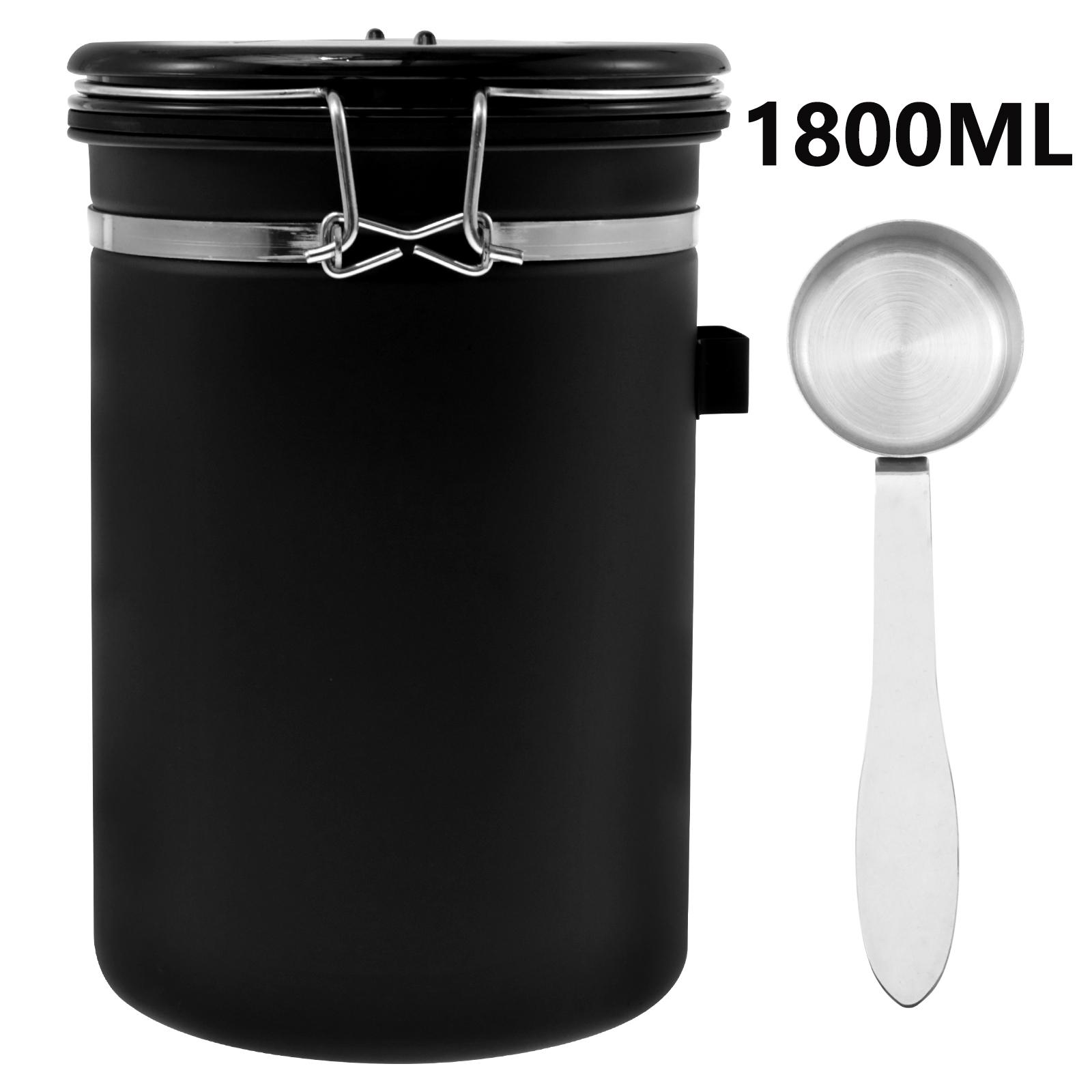 

1800 мл Вакуумный Герметичный Кувшин Контейнер для Хранения Кофейных Зерен Нержавеющая Сталь Хранение Зерна Чая Орехов Кухонный Контейнер для Хранения Продуктов Свежими 1800ml чёрный