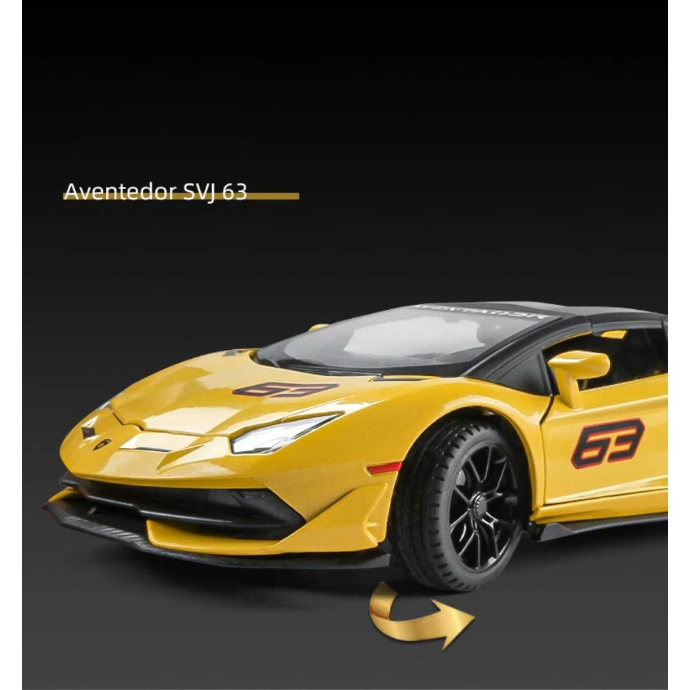 1/24 Lamborghinis Aventador SVJ63 Modelo em Liga Leve Carro Brinquedo Diecasts Fundição de Metal Som e Luz Carros Brinquedos para Crianças Veículo