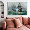 Retro Boot Ölgemälde auf Leinwand Schiff Seascape Poster Landschaft Segelboot Wandbilder für Wohnzimmer Dekoration Caudros