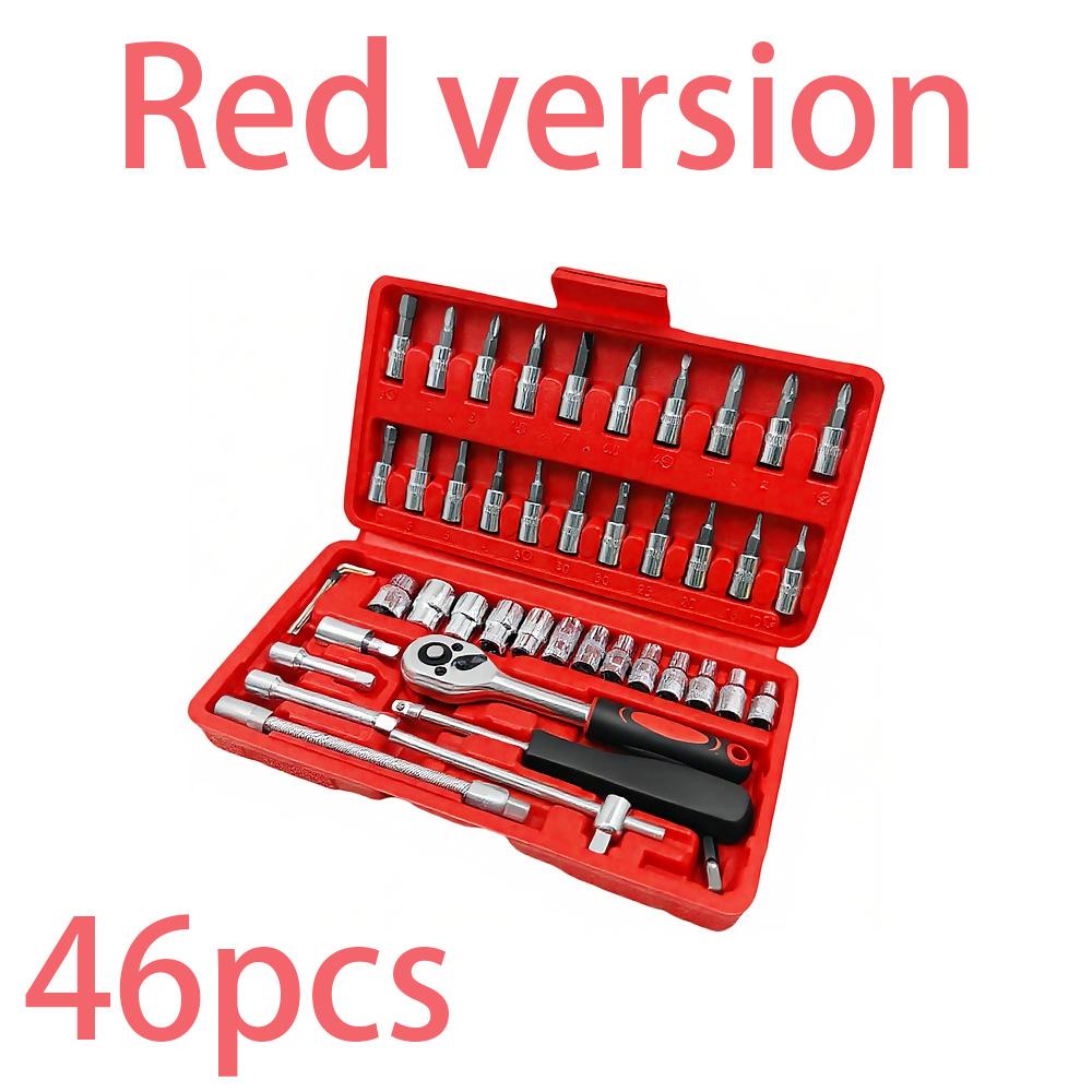 

Набор инструментов для ремонта автомобиля, 46 предметов, набор торцевых головок 1/4 дюйма, набор инструментов для ремонта автомобиля, комбинированный динамометрический ключ с трещоткой, набор для ремонта автомобиля, инструмент для механика